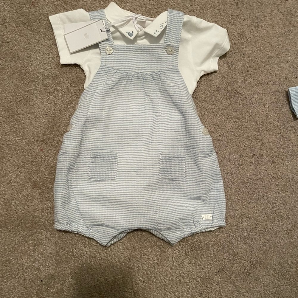 Tartine et Chocolat Blue and White Overalls Classic Style